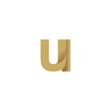 Initial letters UI, overlapping fold logo, brown gold, vector template elements for creative industry