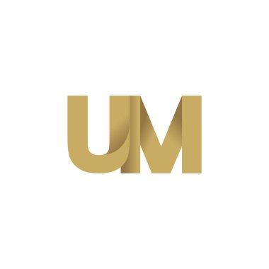 Initial letters UM, overlapping fold logo, brown gold, vector template elements for creative industry