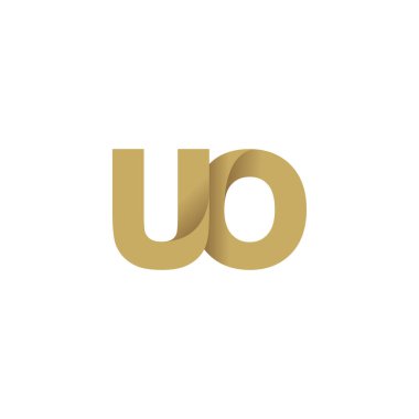 Initial letters UO, overlapping fold logo, brown gold, vector template elements for creative industry