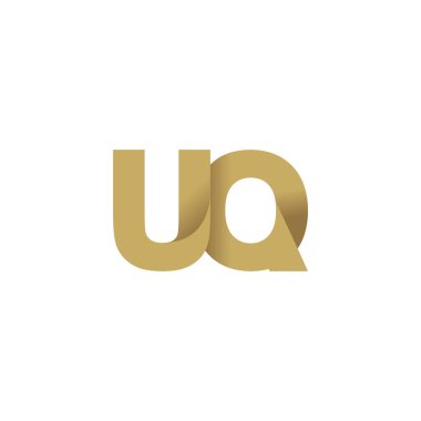 Initial letters UQ, overlapping fold logo, brown gold, vector template elements for creative industry