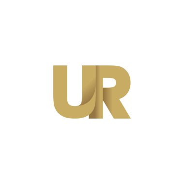 Initial letters UR, overlapping fold logo, brown gold, vector template elements for creative industry