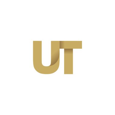 Initial letters UT, overlapping fold logo, brown gold, vector template elements for creative industry