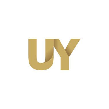 Initial letters UY, overlapping fold logo, brown gold, vector template elements for creative industry