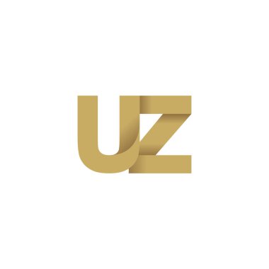 Initial letters UZ, overlapping fold logo, brown gold, vector template elements for creative industry