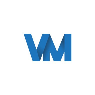 Initial letters VM, overlapping fold logo, blue, vector template elements for creative industry