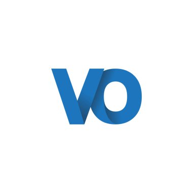 Initial letters VO, overlapping fold logo, blue, vector template elements for creative industry