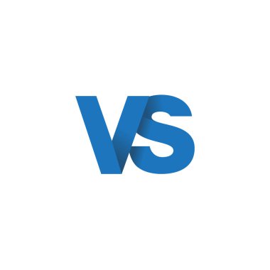Initial letters VS, overlapping fold logo, blue, vector template elements for creative industry