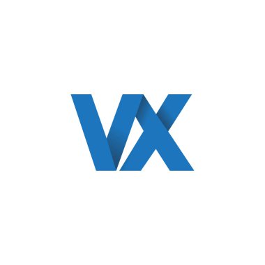 Initial letters VX, overlapping fold logo, blue, vector template elements for creative industry