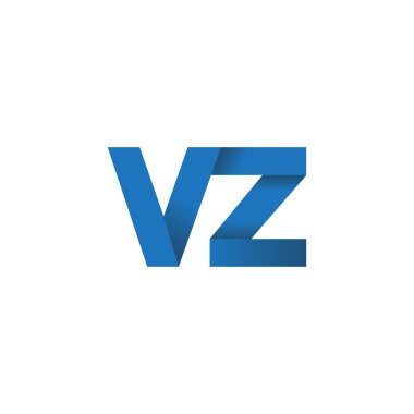 Initial letters VZ, overlapping fold logo, blue, vector template elements for creative industry