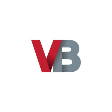 Initial letters VB, overlapping fold logo, red gray, vector template elements for creative industry
