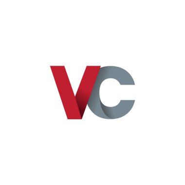 Initial letters VC, overlapping fold logo, red gray, vector template elements for creative industry