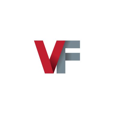 Initial letters VF, overlapping fold logo, red gray, vector template elements for creative industry