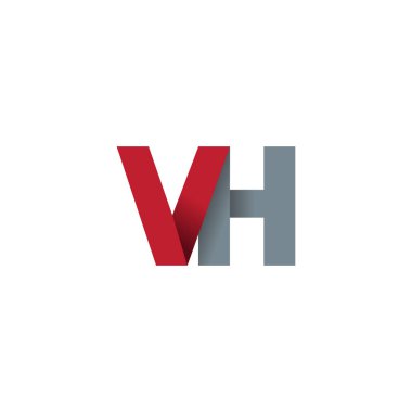 Initial letters VH, overlapping fold logo, red gray, vector template elements for creative industry