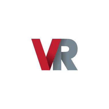 Initial letters VR, overlapping fold logo, red gray, vector template elements for creative industry