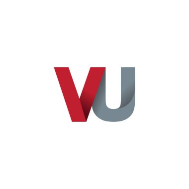 Initial letters VU, overlapping fold logo, red gray, vector template elements for creative industry
