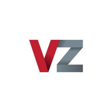 Initial letters VZ, overlapping fold logo, red gray, vector template elements for creative industry