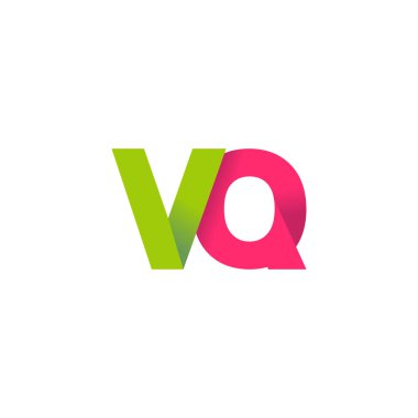 Initial letters VQ, overlapping fold logo, green magenta pink, vector template elements for creative industry