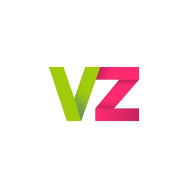 Initial letters VZ, overlapping fold logo, green magenta pink, vector template elements for creative industry