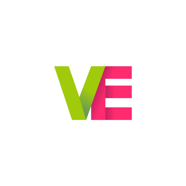 Initial Letters Overlapping Fold Logo Green Magenta Pink Vector Template — Archivo Imágenes Vectoriales