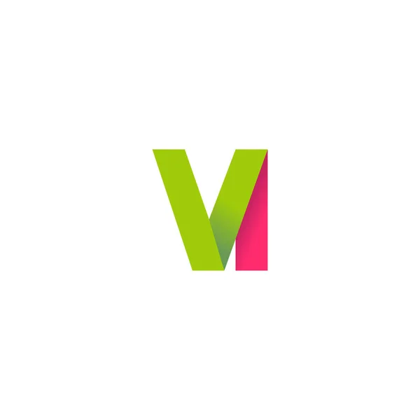 Initial Letters Overlapping Fold Logo Green Magenta Pink Vector Template — Stock vektor