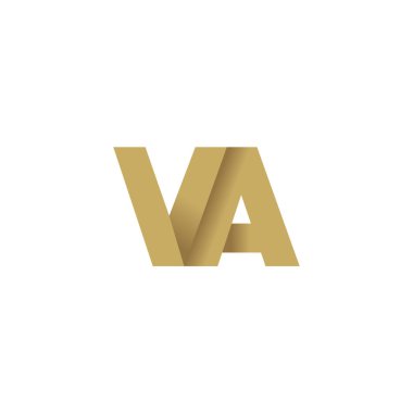 Initial letters VA, overlapping fold logo, brown gold, vector template elements for creative industry