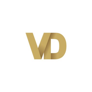 Initial letters VD, overlapping fold logo, brown gold, vector template elements for creative industry