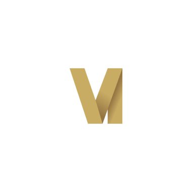 Initial letters VI, overlapping fold logo, brown gold, vector template elements for creative industry