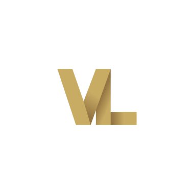 Initial letters VL, overlapping fold logo, brown gold, vector template elements for creative industry