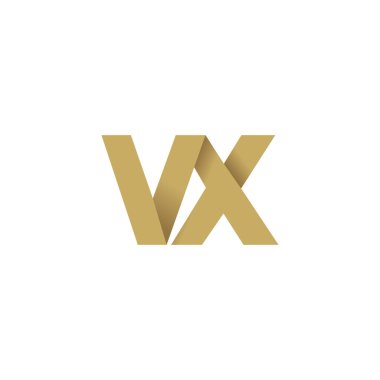Initial letters VX, overlapping fold logo, brown gold, vector template elements for creative industry