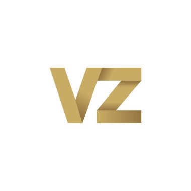 Initial letters VZ, overlapping fold logo, brown gold, vector template elements for creative industry