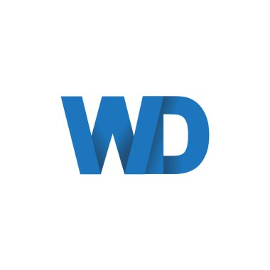 Initial letters WD, overlapping fold logo, blue, vector template elements for creative industry