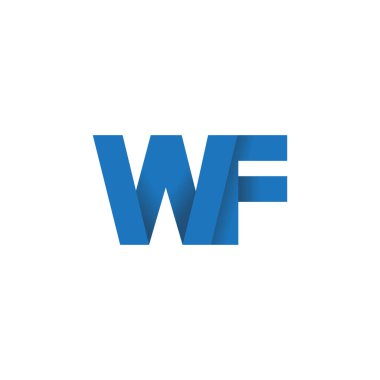 Initial letters WF, overlapping fold logo, blue, vector template elements for creative industry