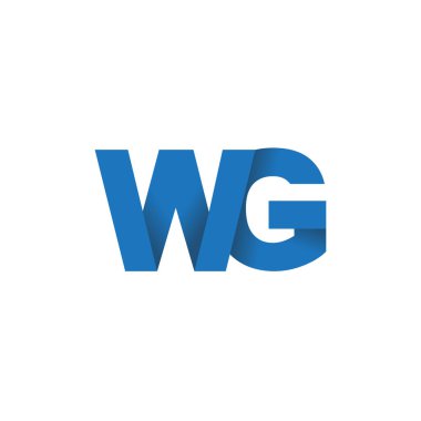Initial letters WG, overlapping fold logo, blue, vector template elements for creative industry