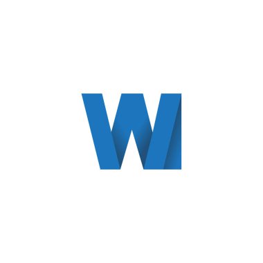 Initial letters WI, overlapping fold logo, blue, vector template elements for creative industry