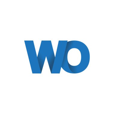 Initial letters WO, overlapping fold logo, blue, vector template elements for creative industry