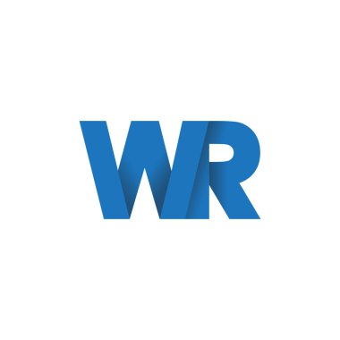 Initial letters WR, overlapping fold logo, blue, vector template elements for creative industry