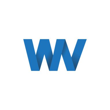 Initial letters WV, overlapping fold logo, blue, vector template elements for creative industry