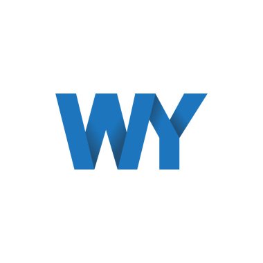 Initial letters WY, overlapping fold logo, blue, vector template elements for creative industry