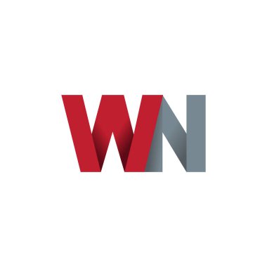 Initial letters WN, overlapping fold logo, red gray, vector template elements for creative industry
