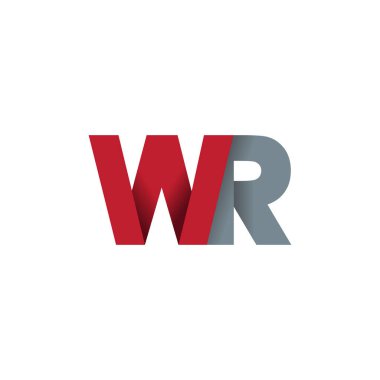 Initial letters WR, overlapping fold logo, red gray, vector template elements for creative industry