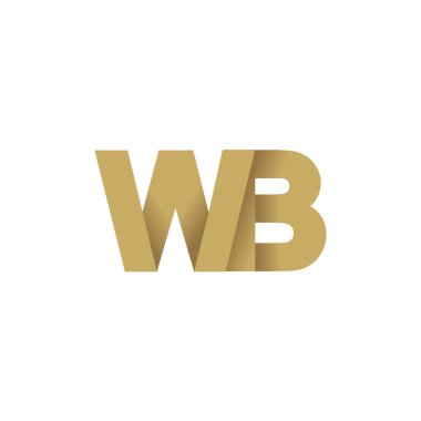 Initial letters WB, overlapping fold logo, brown gold, vector template elements for creative industry