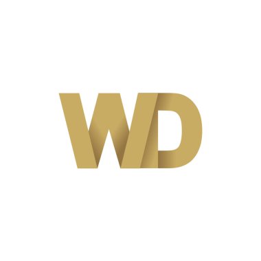 Initial letters WD, overlapping fold logo, brown gold, vector template elements for creative industry