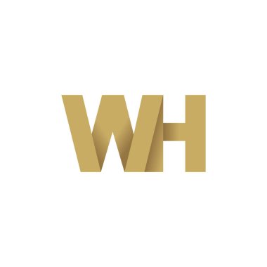 Initial letters WH, overlapping fold logo, brown gold, vector template elements for creative industry