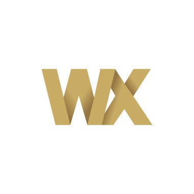 Initial letters WX, overlapping fold logo, brown gold, vector template elements for creative industry