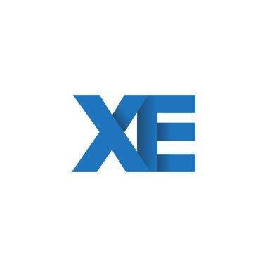 Initial letters XE, overlapping fold logo, blue, vector template elements for creative industry