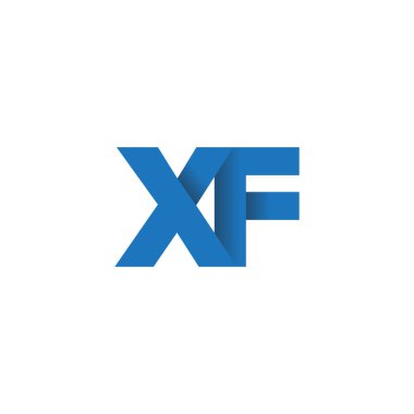 Initial letters XF, overlapping fold logo, blue, vector template elements for creative industry