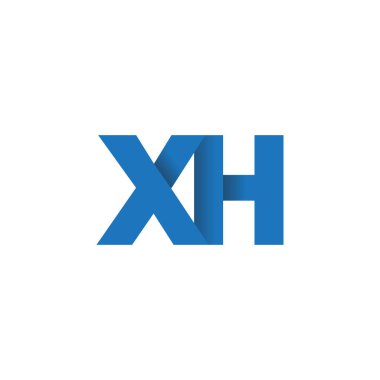 Initial letters XH, overlapping fold logo, blue, vector template elements for creative industry