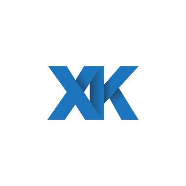 Initial letters XK, overlapping fold logo, blue, vector template elements for creative industry