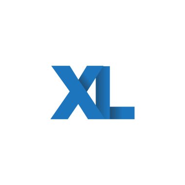Initial letters XL, overlapping fold logo, blue, vector template elements for creative industry