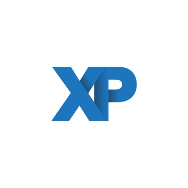 Initial letters XP, overlapping fold logo, blue, vector template elements for creative industry
